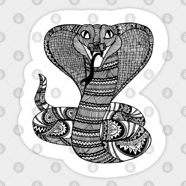 Zentangle Cobra Sticker by Shweta.Designs